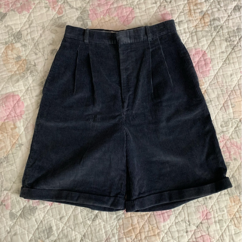 Navy Corduroy Trouser Shorts